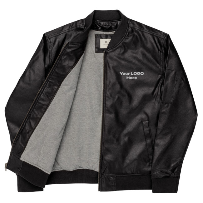 Premium Unisex Faux Leather Bomber Jacket | Custom Embroidery - Image 6