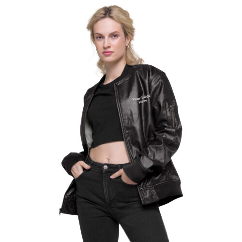 Premium Unisex Faux Leather Bomber Jacket | Custom Embroidery