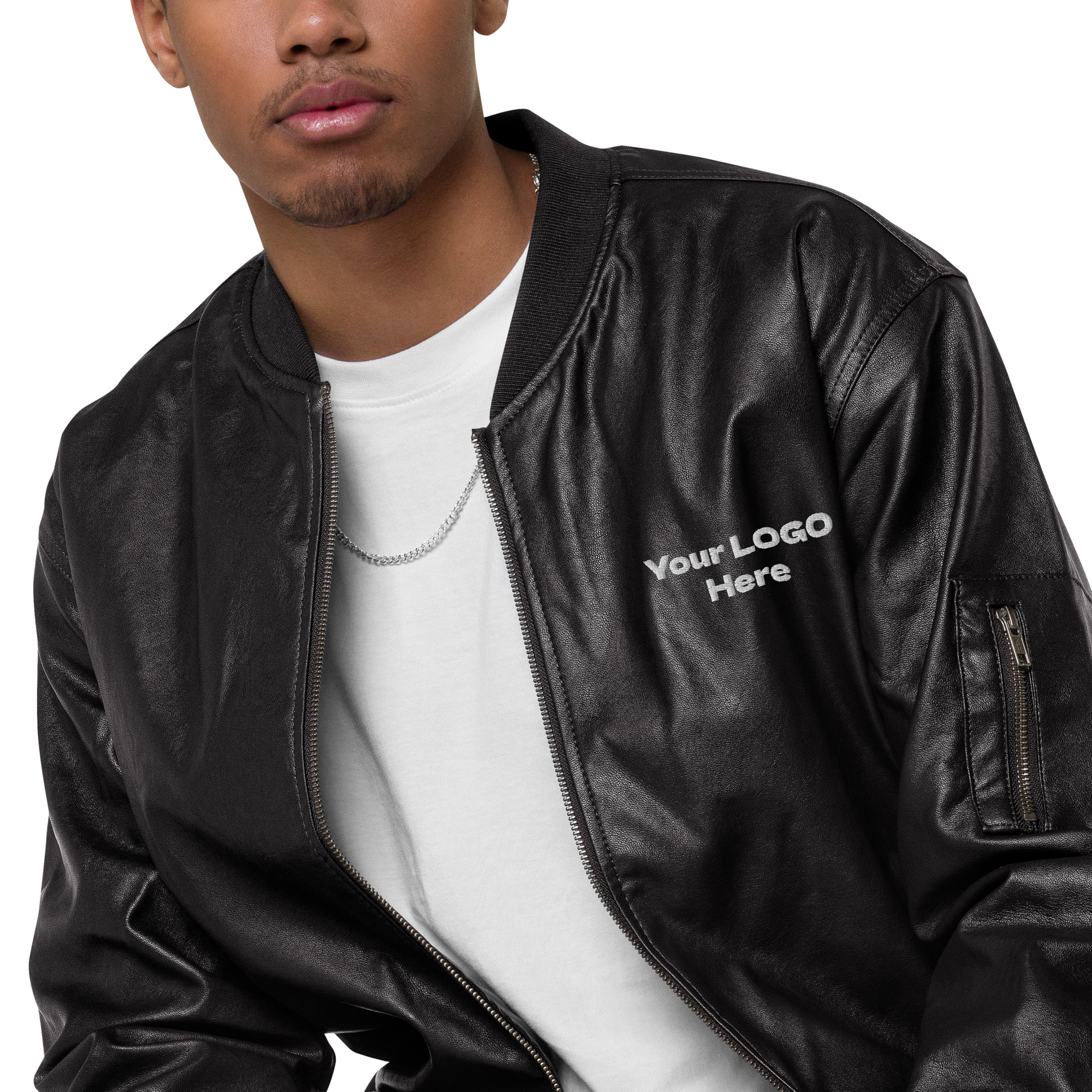 Leather Bomber Jacket Black