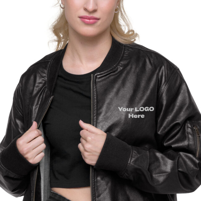 Premium Unisex Faux Leather Bomber Jacket | Custom Embroidery - Image 2